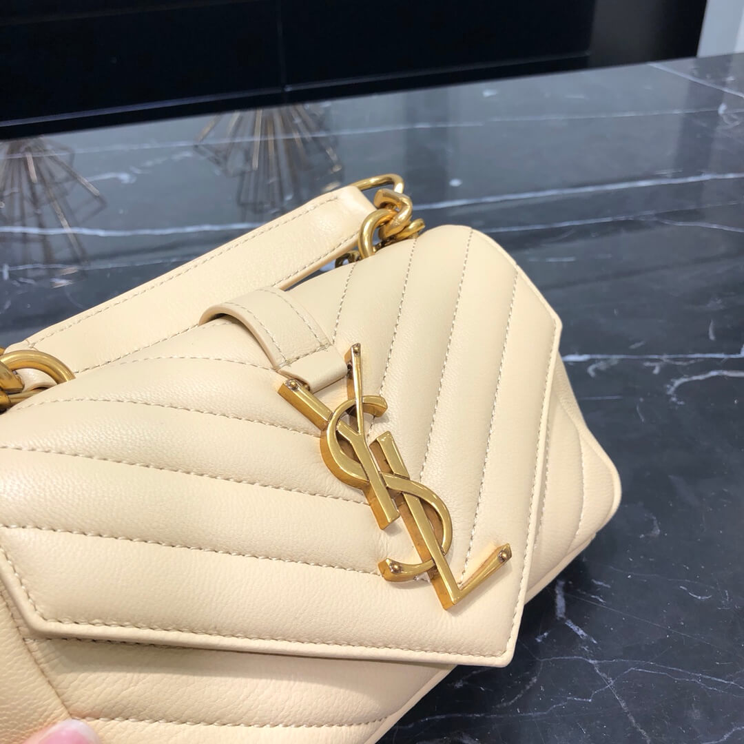 ys l 392736 small size shoulder bag gold hardware 19cm apricot lambskin