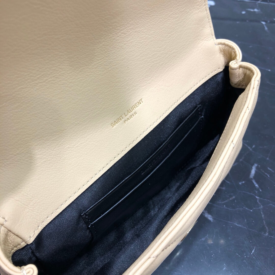 ys l 392736 small size shoulder bag gold hardware 19cm apricot lambskin