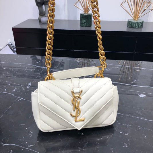 ys l 392736 small size shoulder bag gold hardware 19cm dirty white lambskin