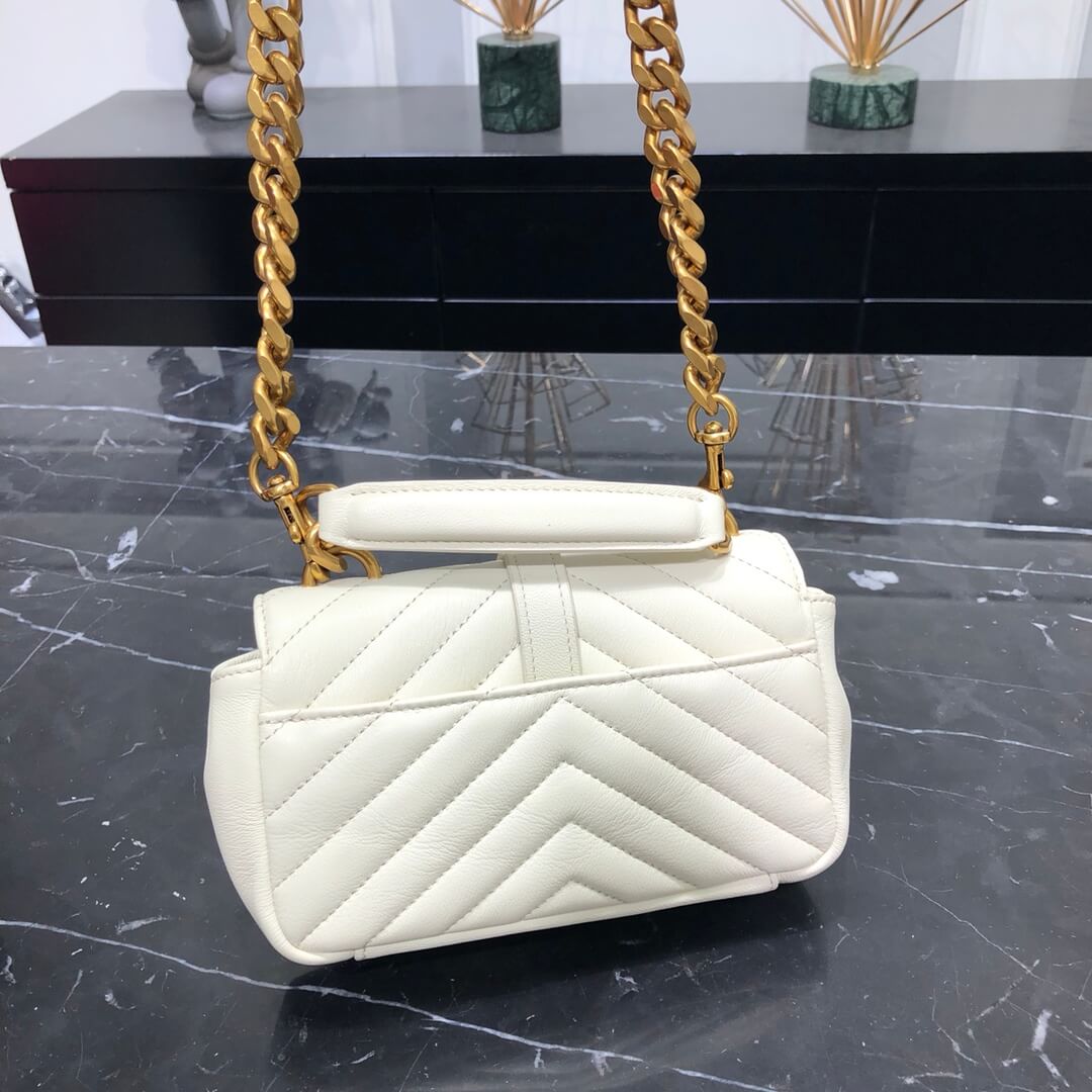 ys l 392736 small size shoulder bag gold hardware 19cm dirty white lambskin