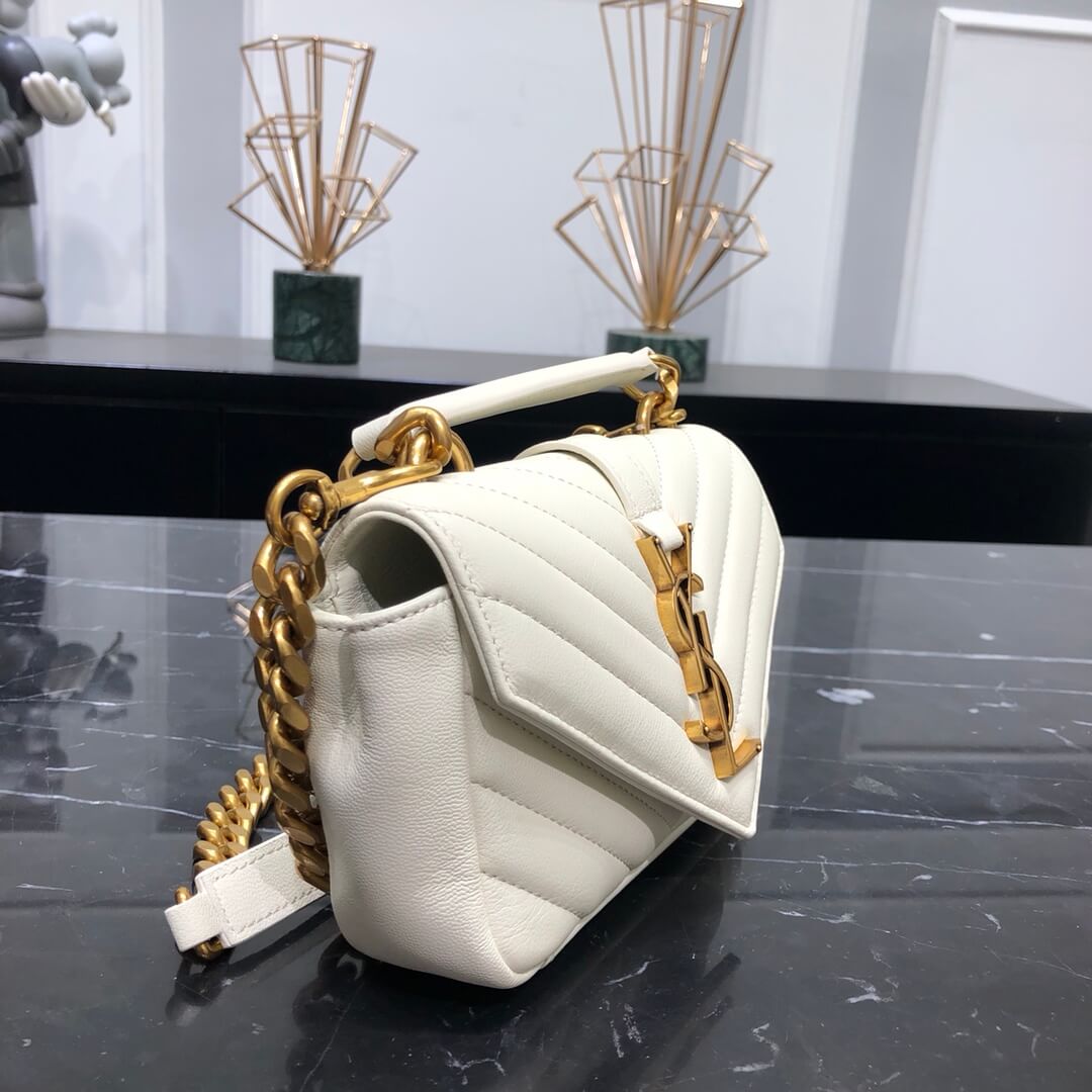 ys l 392736 small size shoulder bag gold hardware 19cm dirty white lambskin