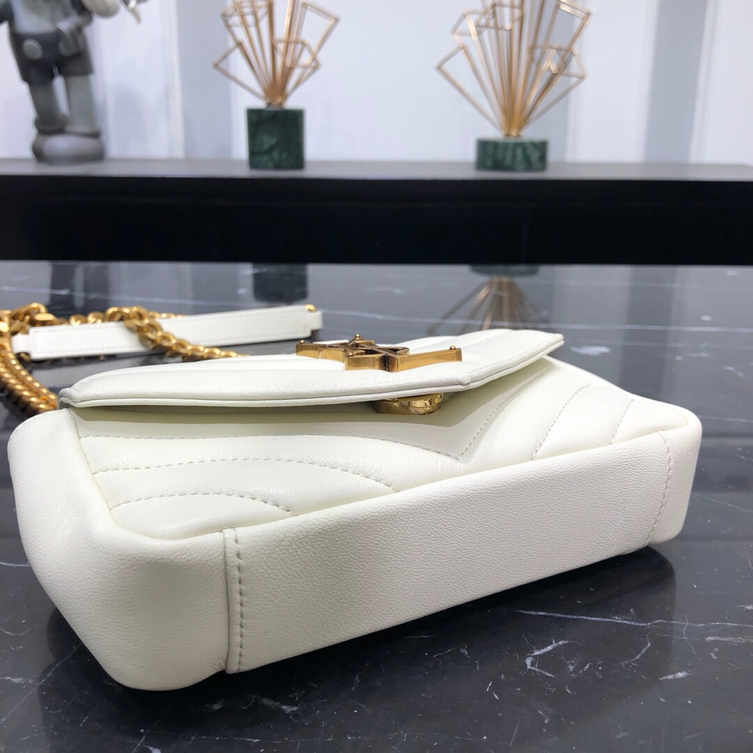 ys l 392736 small size shoulder bag gold hardware 19cm dirty white lambskin