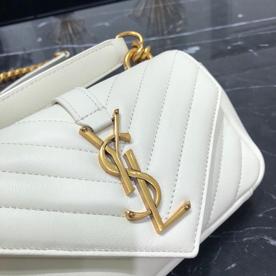 ys l 392736 small size shoulder bag gold hardware 19cm dirty white lambskin