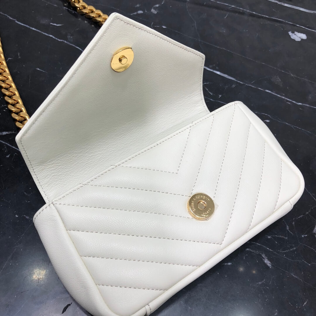 ys l 392736 small size shoulder bag gold hardware 19cm dirty white lambskin