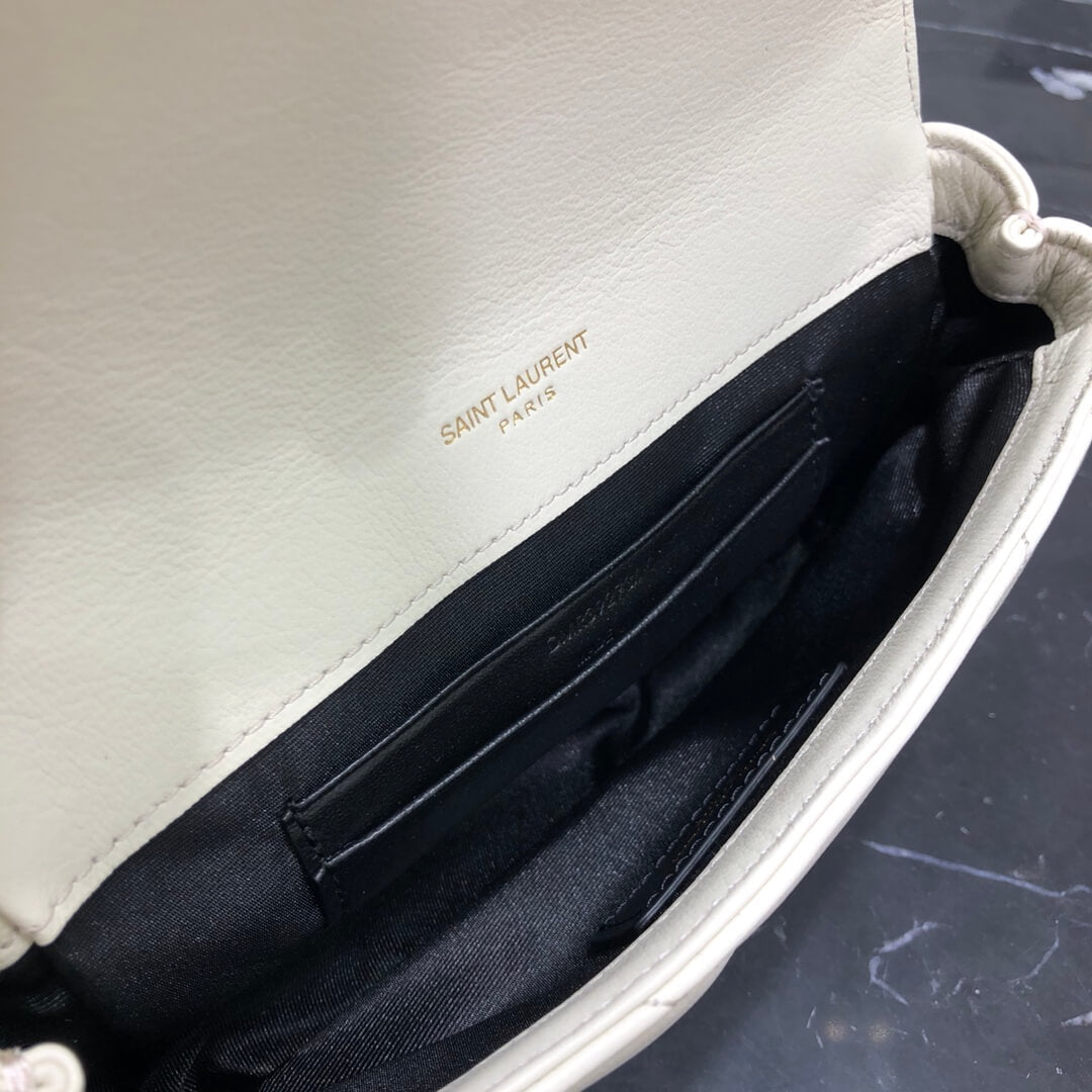 ys l 392736 small size shoulder bag gold hardware 19cm dirty white lambskin