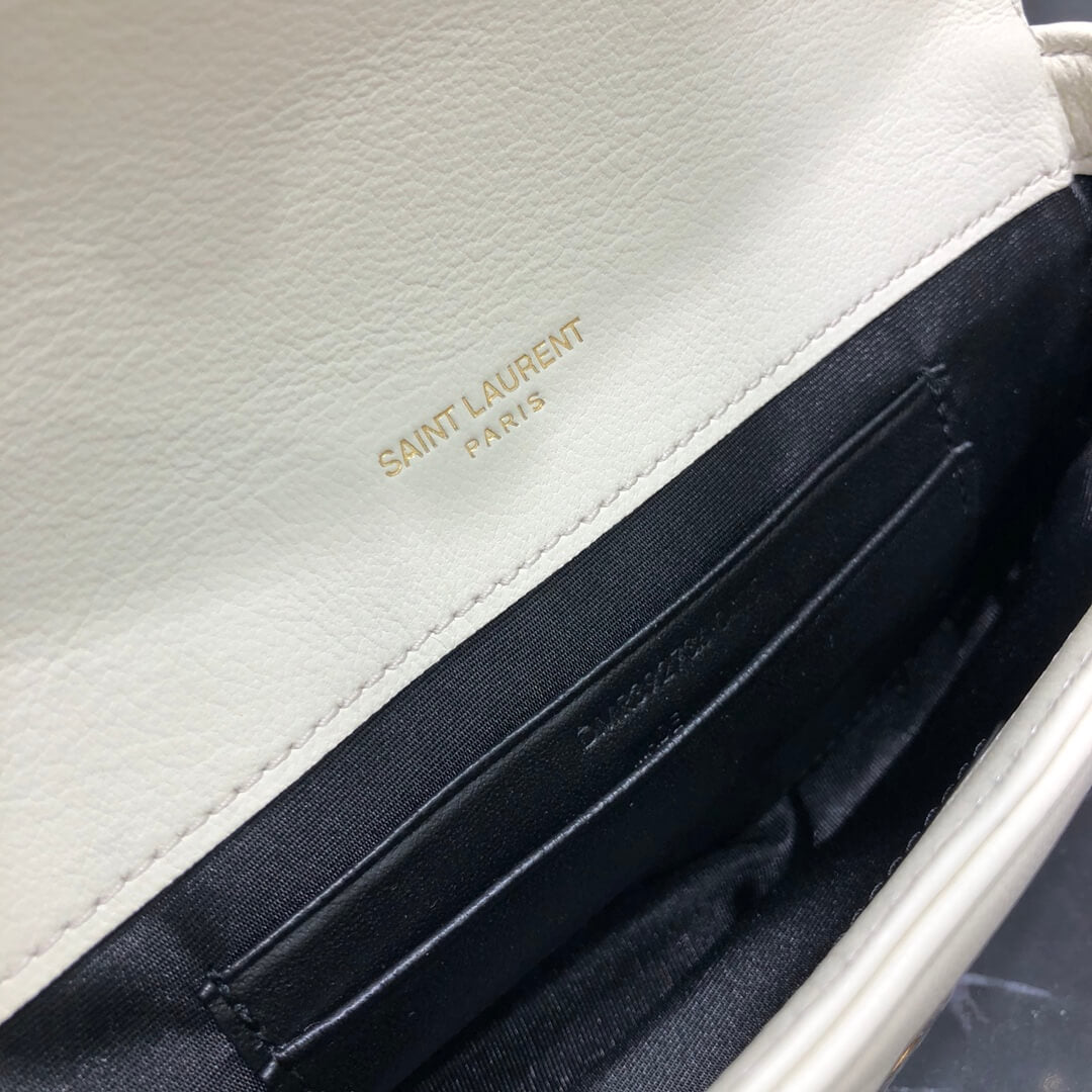 ys l 392736 small size shoulder bag gold hardware 19cm dirty white lambskin
