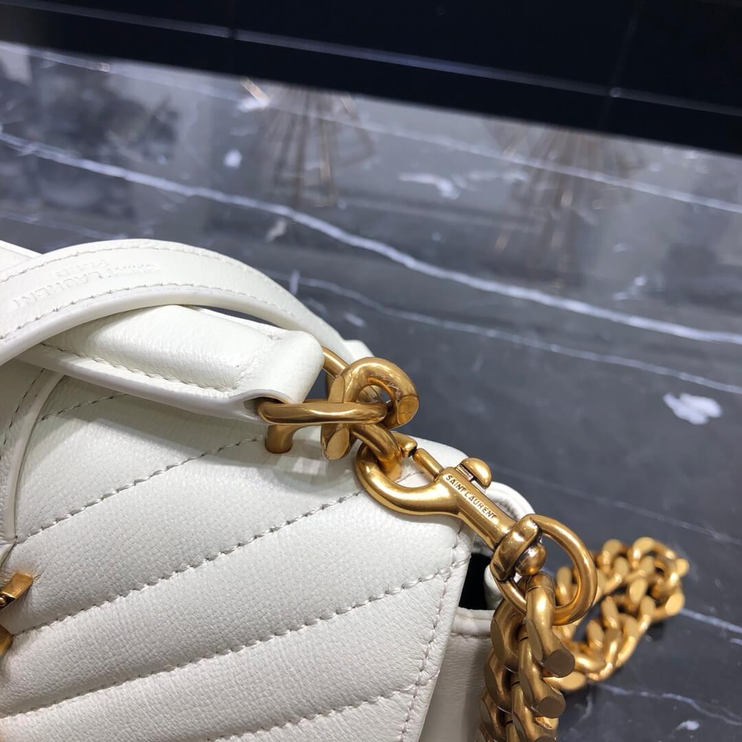 ys l 392736 small size shoulder bag gold hardware 19cm dirty white lambskin