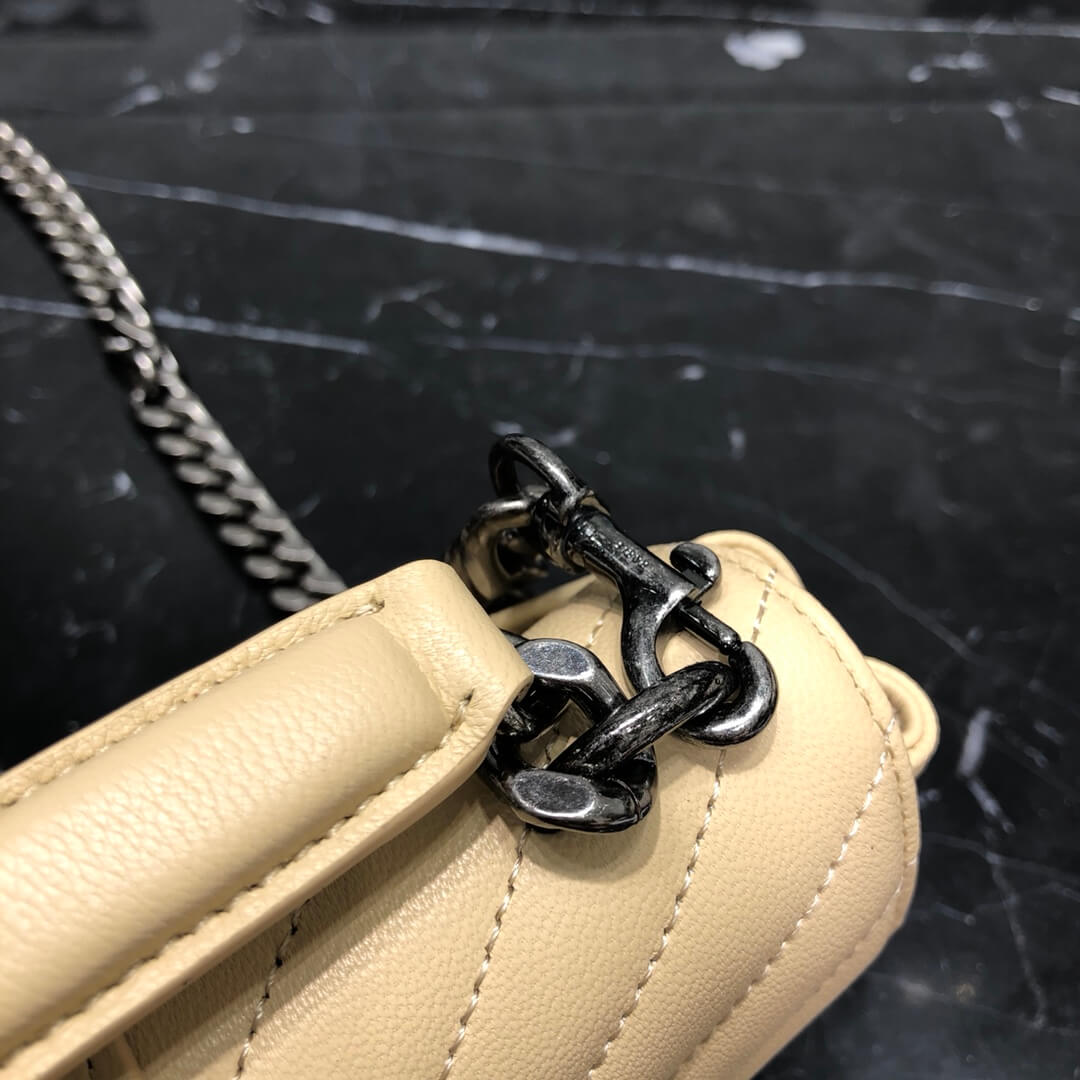 ys l 392736 small size shoulder bag silver buckle 19cm apricot lambskin