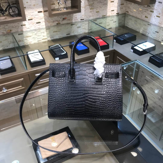 ys l 421863 saint laurent 26cm black crocodile skin