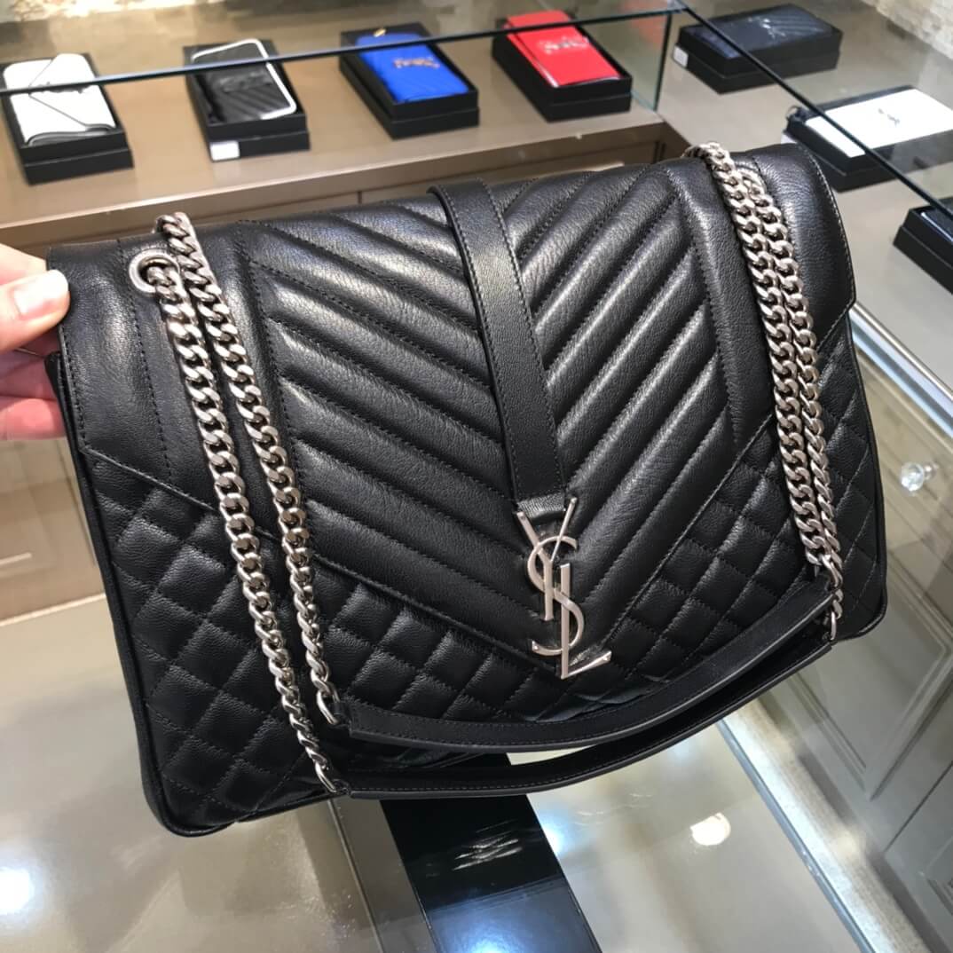 ys l 440115 enveloppe 31cm calfskin black