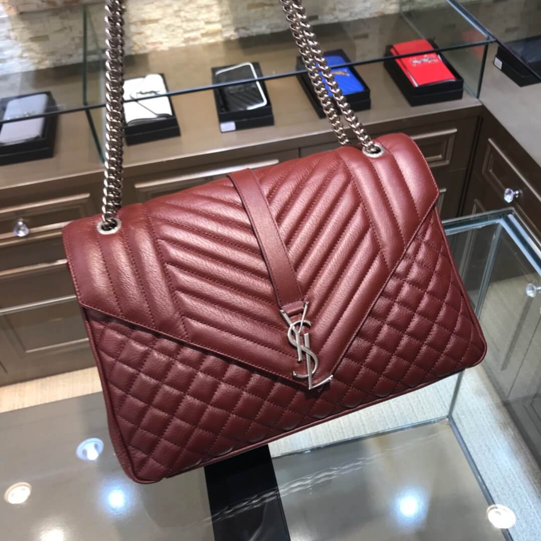 ys l 440115 enveloppe 31cm calfskin win red