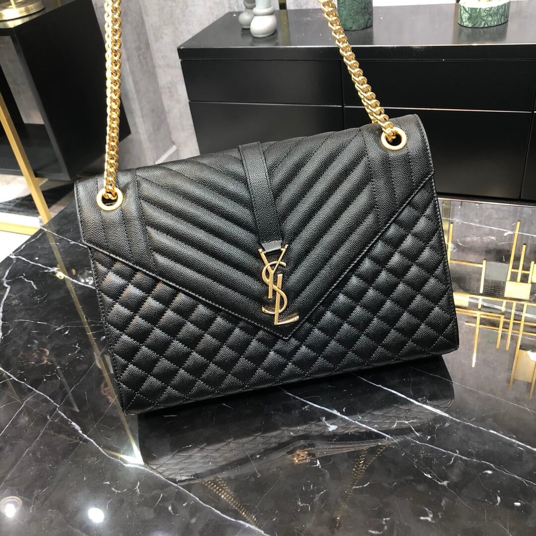 ys l 487198 enveloppe 31cm calfskin black
