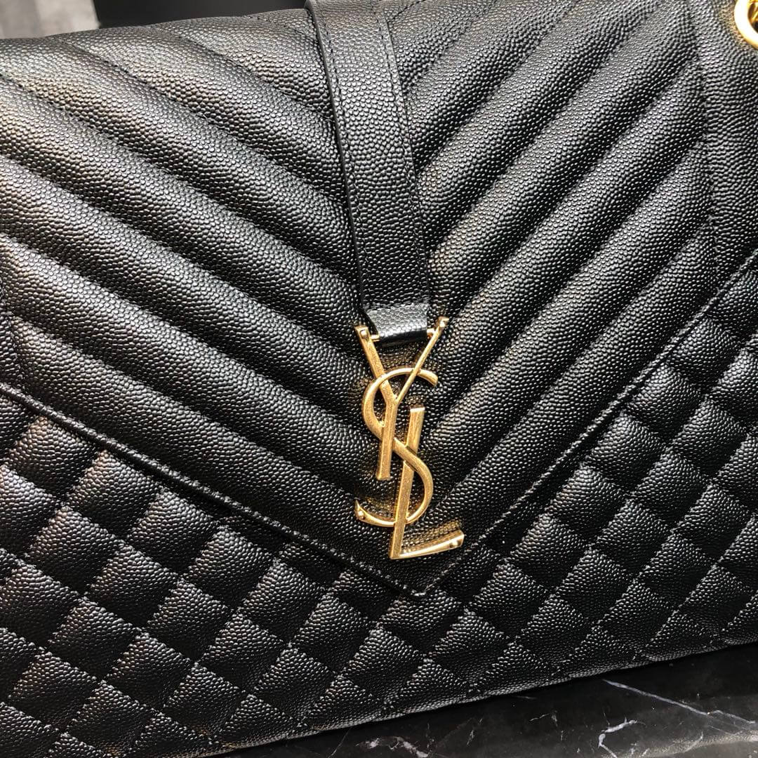 ys l 487198 enveloppe 31cm calfskin black