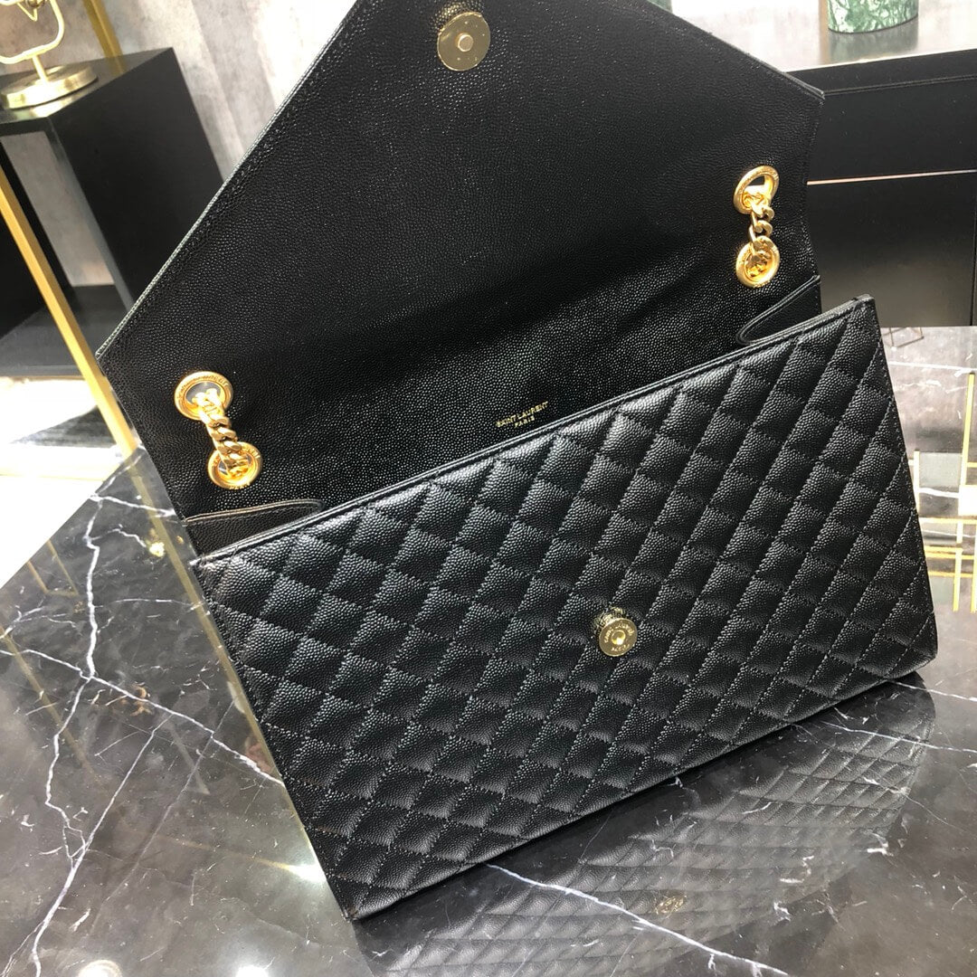ys l 487198 enveloppe 31cm calfskin black