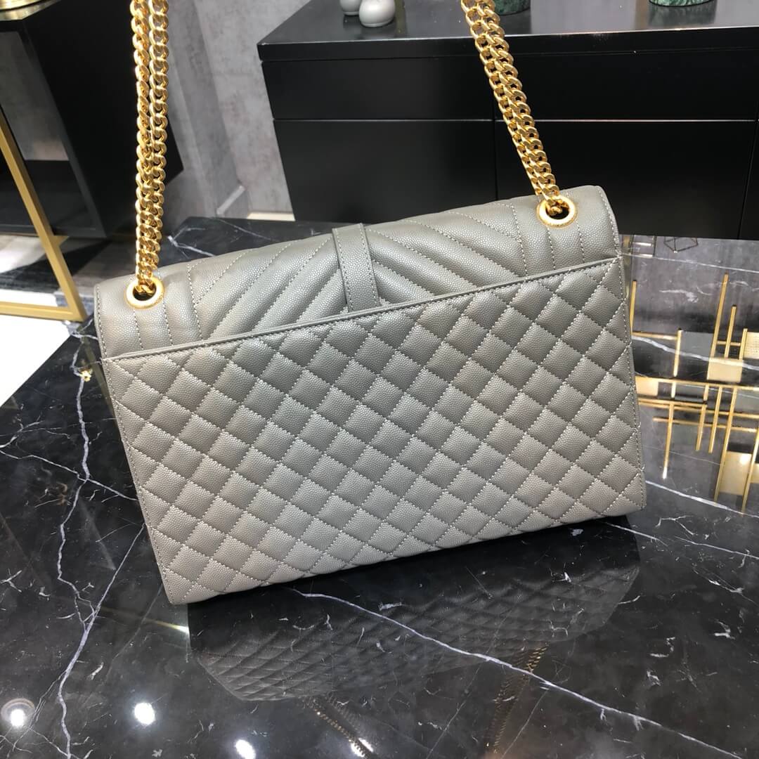 ys l 487198 enveloppe 31cm calfskin grey
