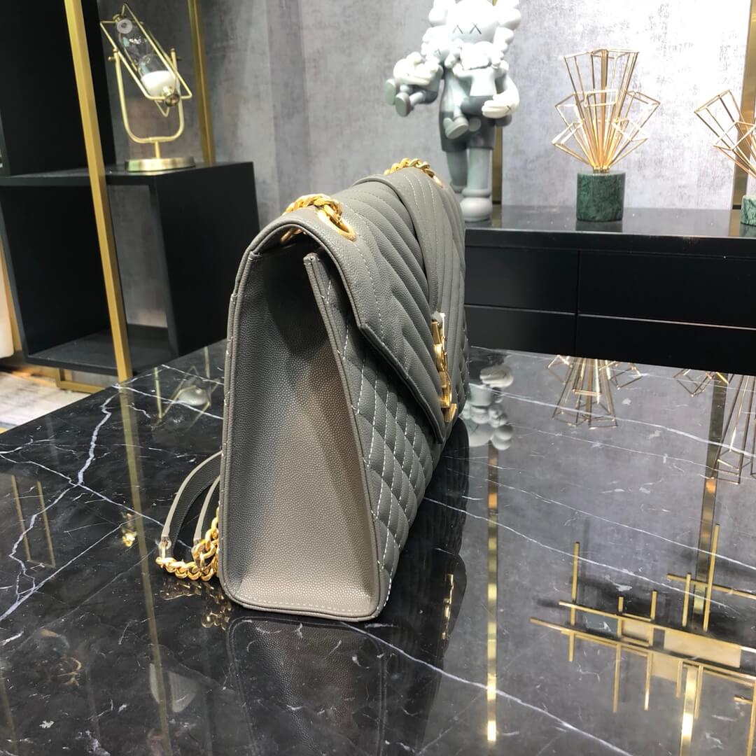 ys l 487198 enveloppe 31cm calfskin grey