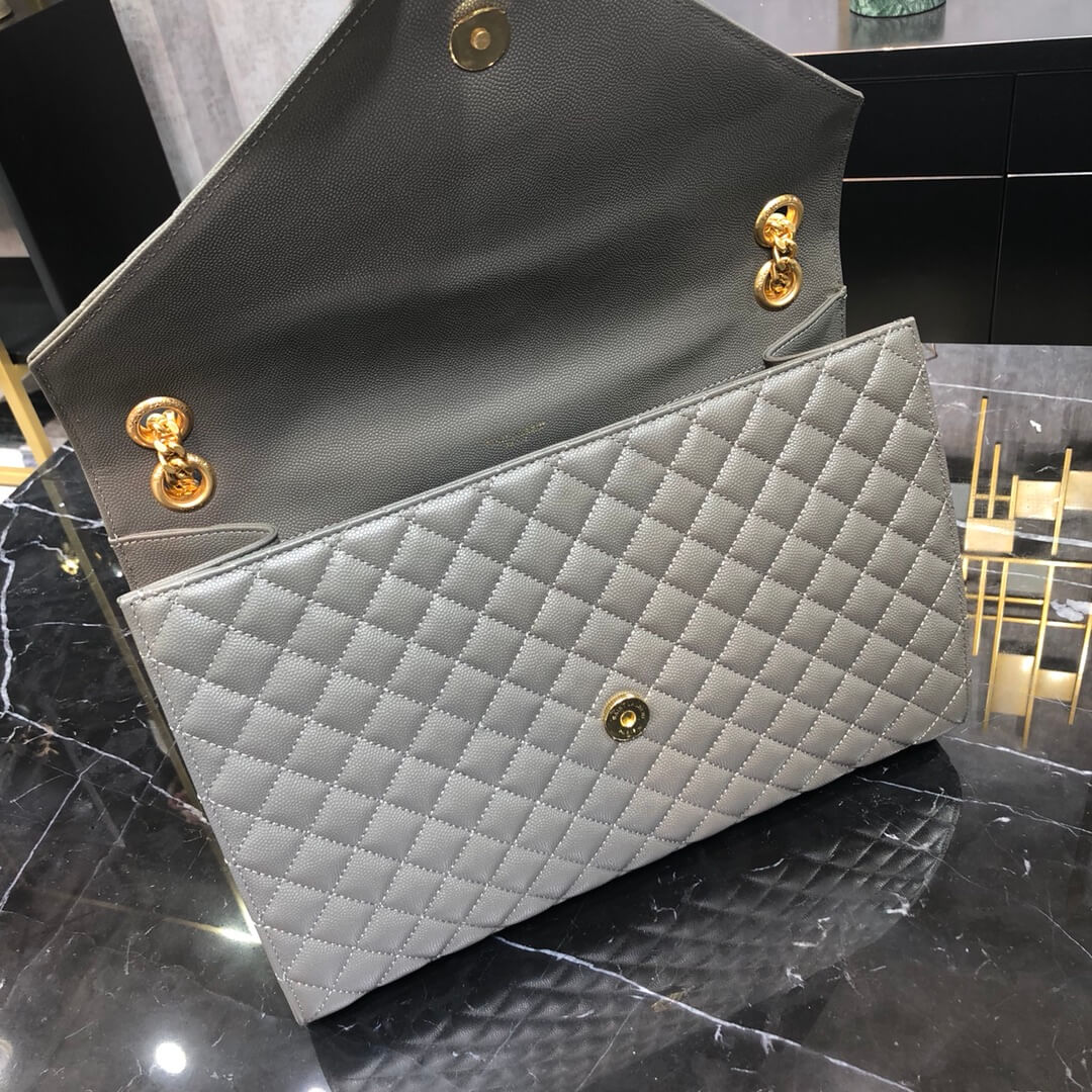 ys l 487198 enveloppe 31cm calfskin grey