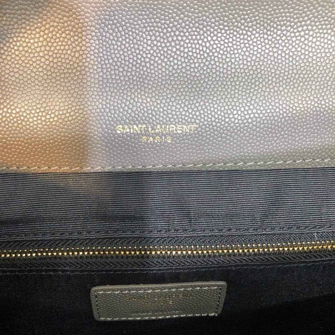 ys l 487198 enveloppe 31cm calfskin grey