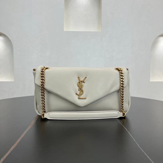 ys l 734153 calypso 26cm calfskin milk white