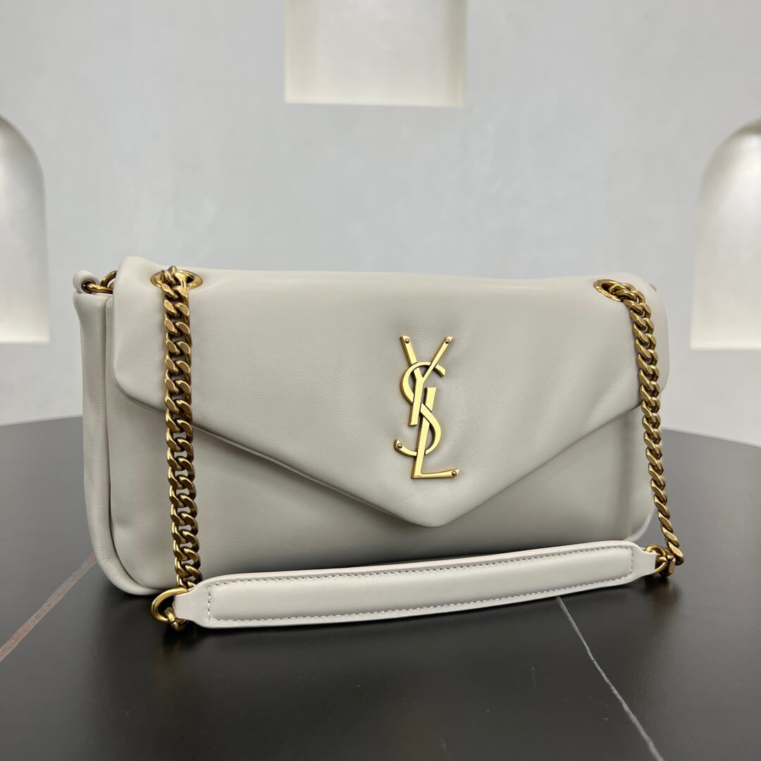 ys l 734153 calypso 26cm calfskin milk white