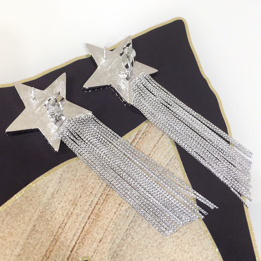 ys l star tassel earrings crystal brilliance silver