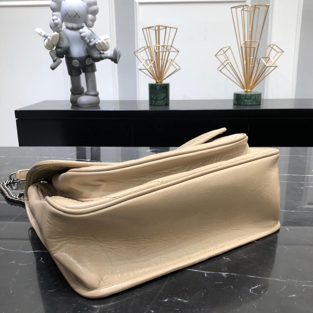 ysl niki medium 28cm cream tea fold retro leaher shoulder bag 633158