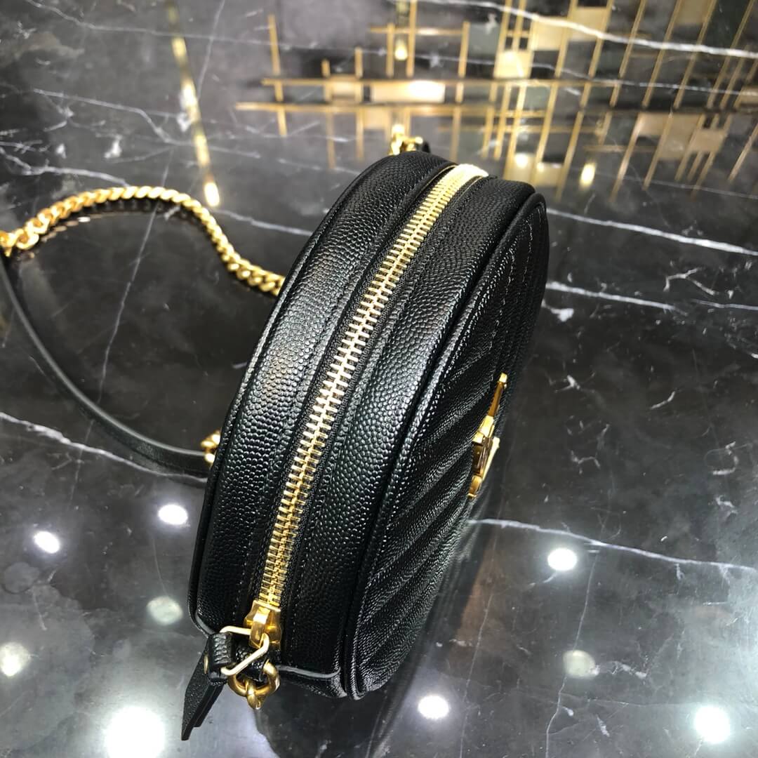 vinyle round camera bag chain shoulder bag de poudre embossed caviar leather 610436