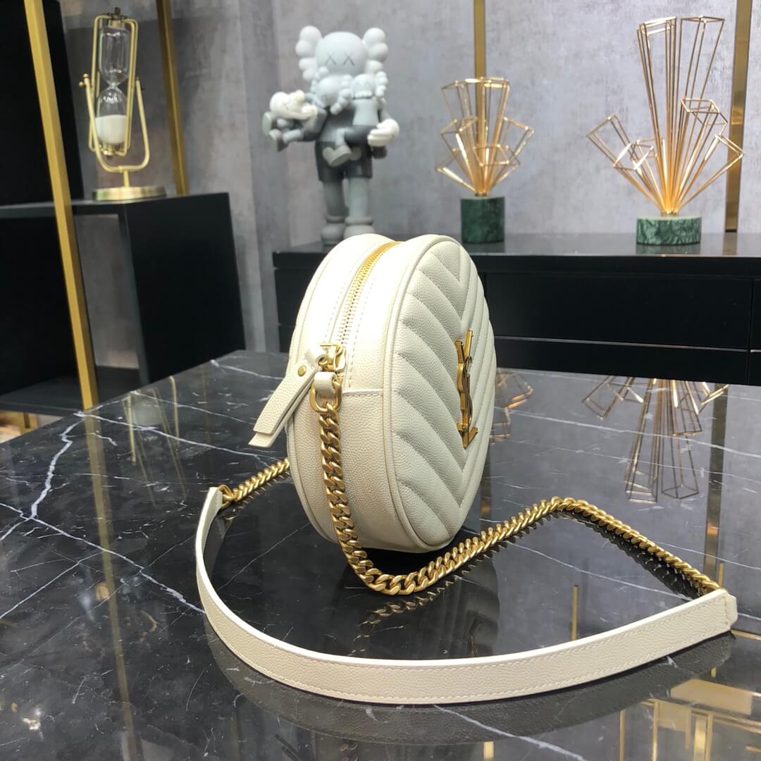 vinyle white round camera bag chain shoulder bag de poudre embossed caviar leather 610436