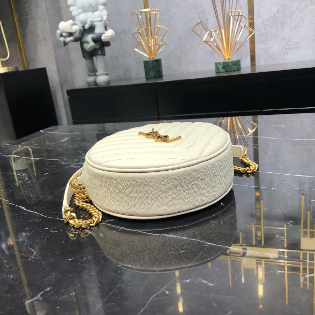vinyle white round camera bag chain shoulder bag de poudre embossed caviar leather 610436