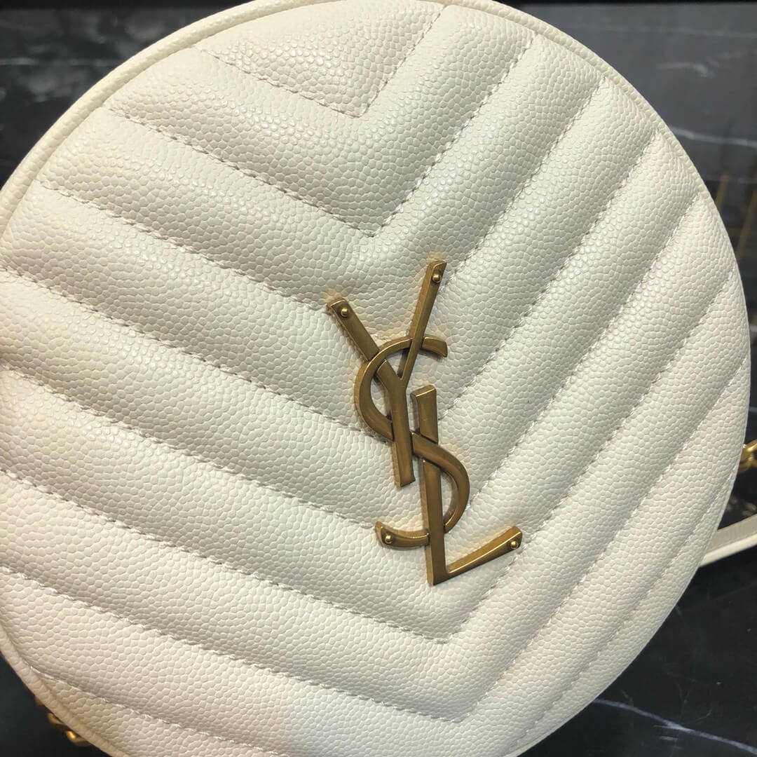 vinyle white round camera bag chain shoulder bag de poudre embossed caviar leather 610436