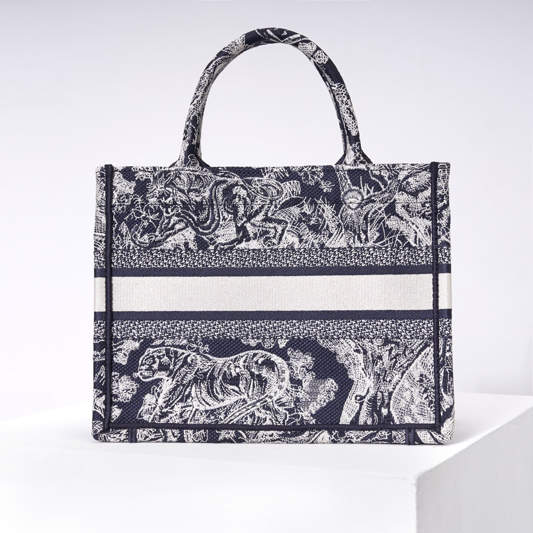 DO1286 Book Tote tiger small MINI navy blue