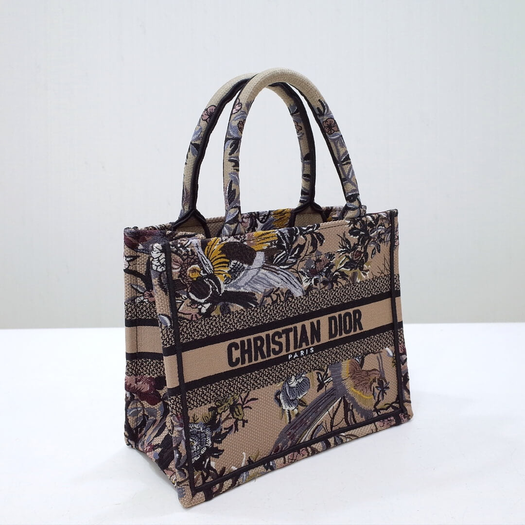 DO 1286 Book Tote Handbag Embroidery 36.5cm 41.5cm brown printing