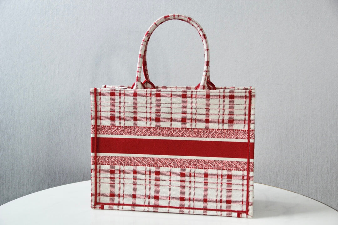 DO1286 Book bag Tote Embroidery red white 36.5cm 41.5cm Handbag