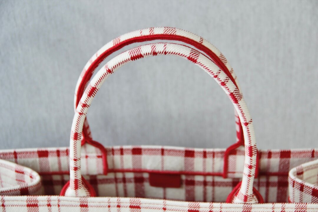 DO1286 Book bag Tote Embroidery red white 36.5cm 41.5cm Handbag