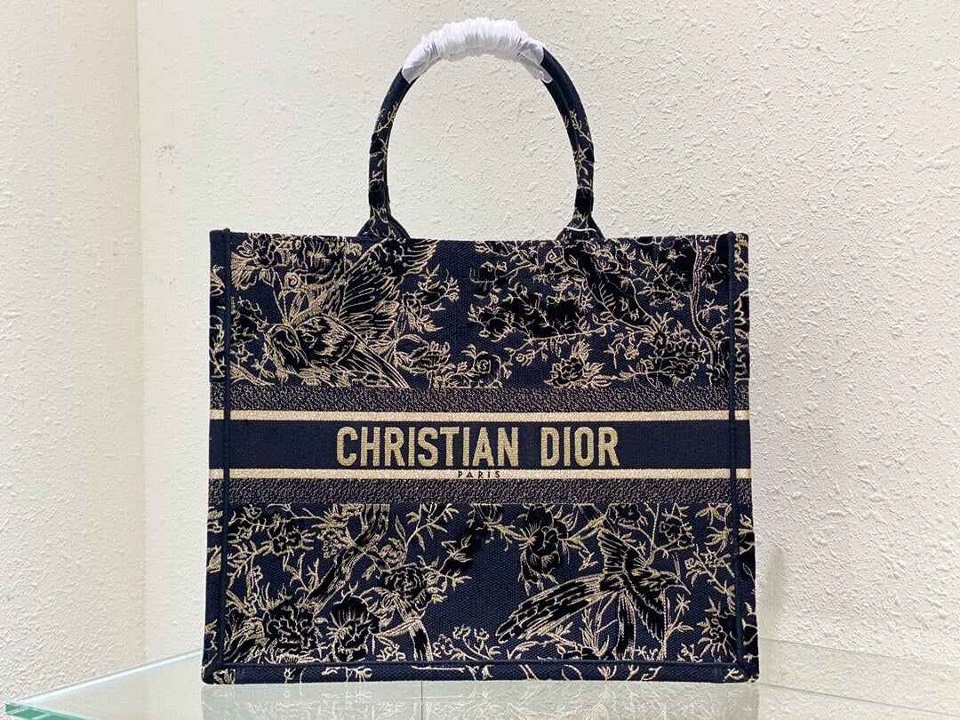 DO1286 Book Tote bird navy blue