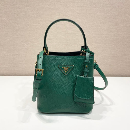 PRA 1BA217 Small Saffiano Leather Prada Panier Bag Emerald green