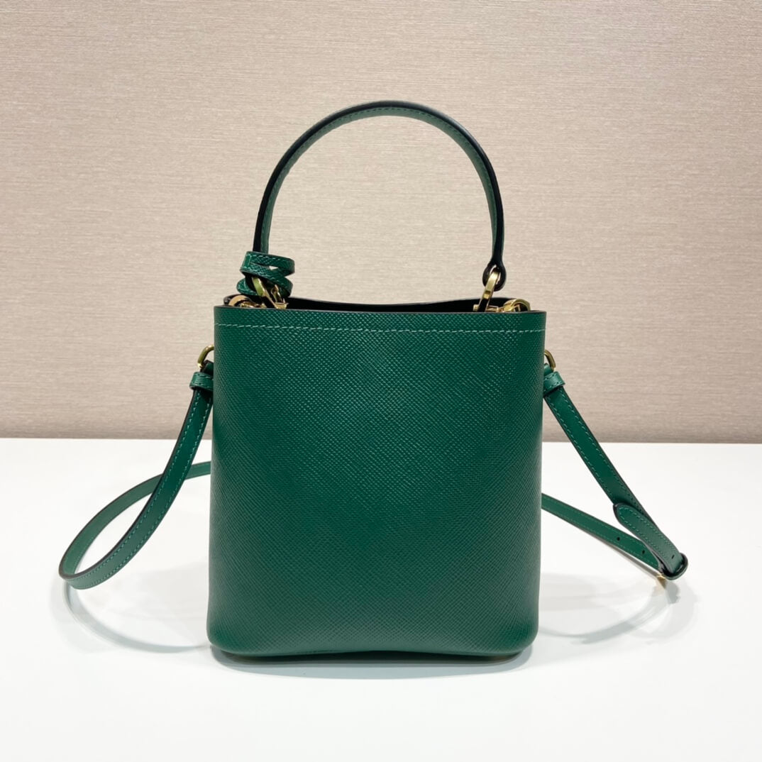 PRA 1BA217 Small Saffiano Leather Prada Panier Bag Emerald green