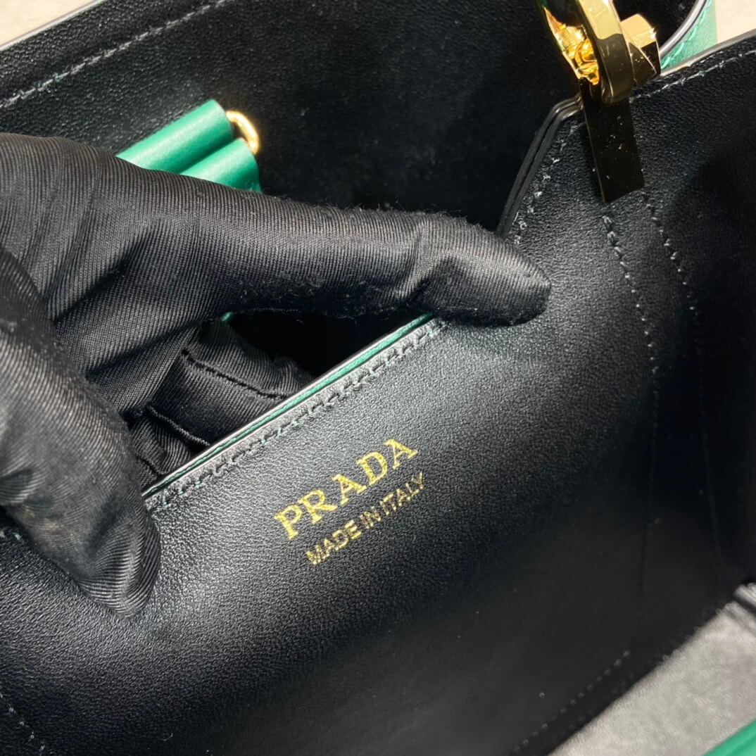 PRA 1BA217 Small Saffiano Leather Prada Panier Bag Emerald green