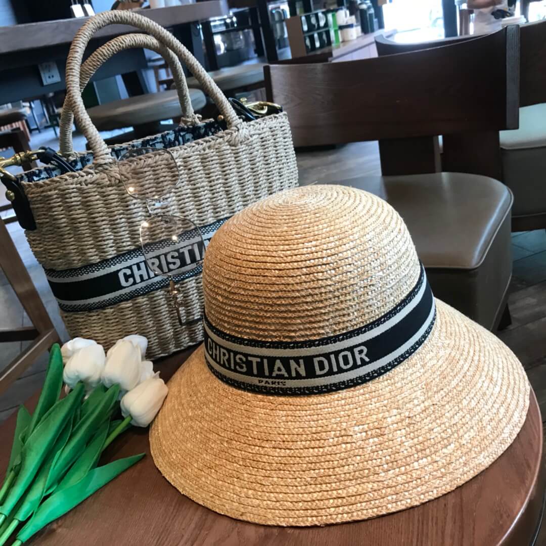 HAT 2023 New Dior Summer Sunshade Versatile Fashion Straw Top Hat MZ13168A1