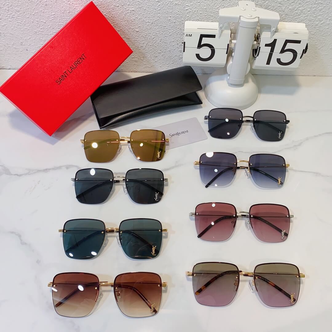 Sunglasses 2023 YSL New European and American Luxury Frameless Multilateral Personalized Travel Ultra Light YJB20