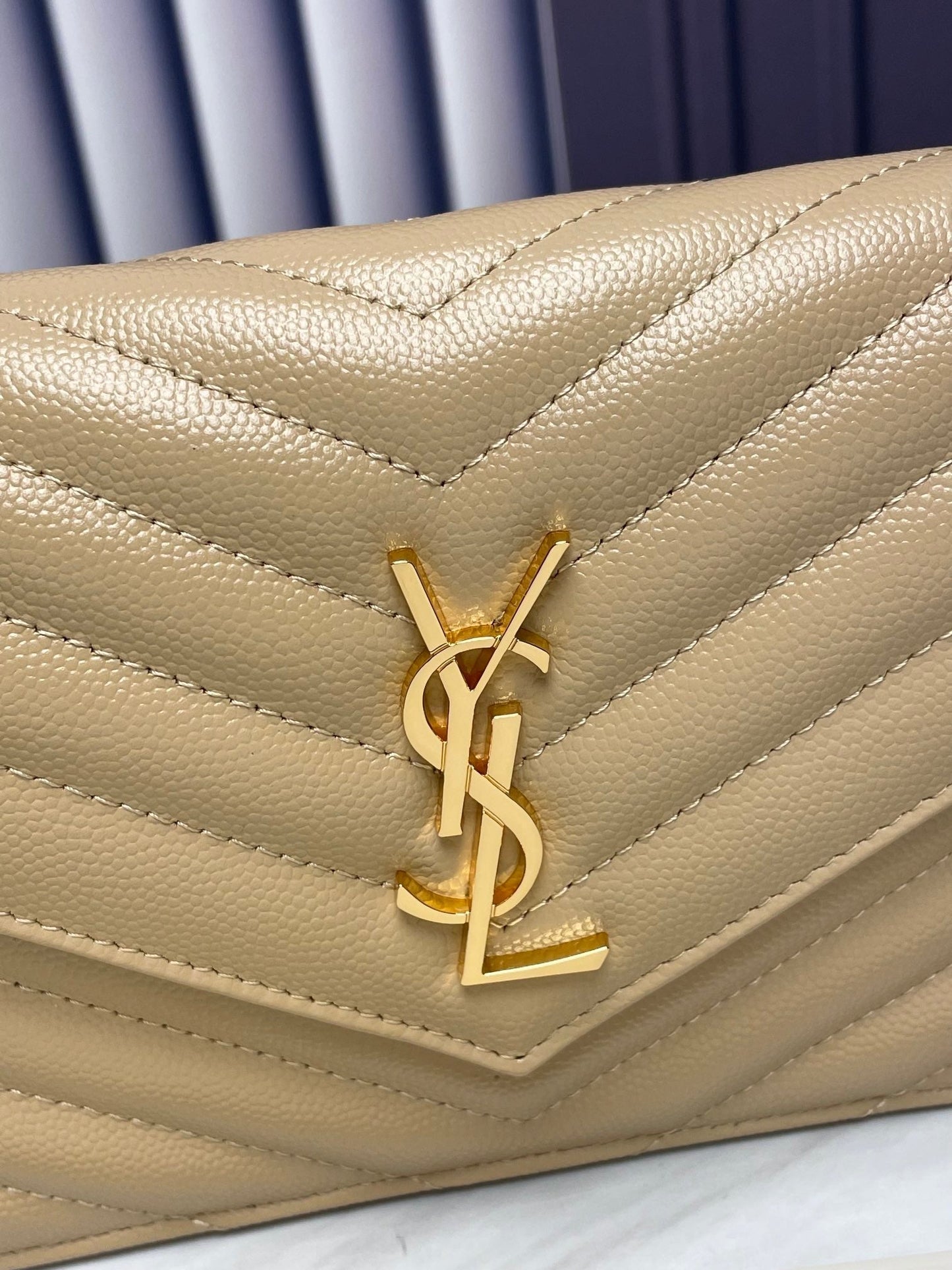 Saint Laurent APRICOT GOLD HARDWARE ENVELOPE SMALL BAG IN MIX MATELASSÉ GRAIN DE POUDRE EMBOSSED LEATHER 393953