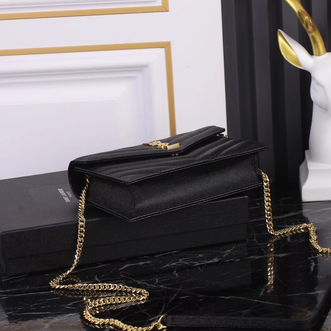 Y-S-L  KATE shoulder bag black caviar leather golden chain Small 393953