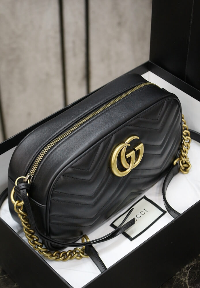 GC 448065 Marmont black Leather Small size