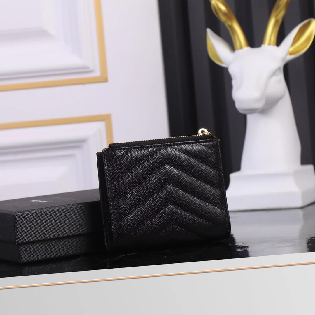 YS-L517045 wallet black golden color Leather Free shipping