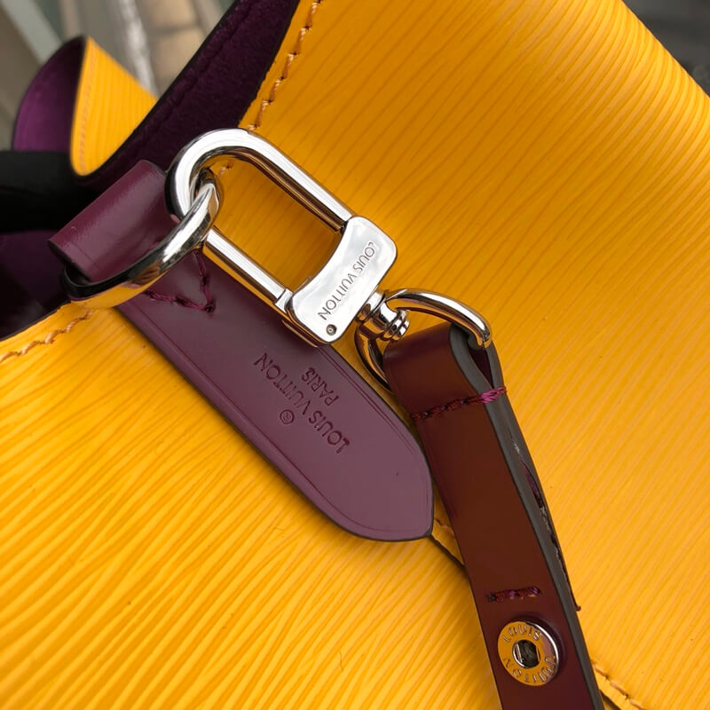 M54369 LOCKME BUCKET messenger bucket bag yellow Lambskin champagne bottle