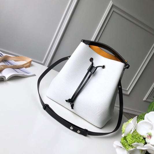 M54369 LOCKME BUCKET messenger bucket bag Handbag shoulder bag white Lambskin champagne bottle