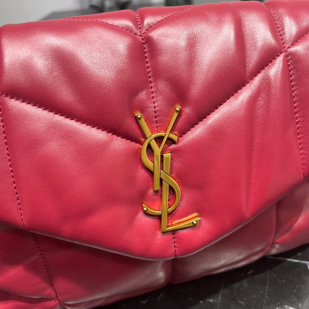 YSL 577475 LOULOU PUFFER calfskin red/Gold hardware 35cm