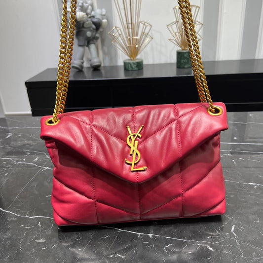 YSL 577476 cross body bags shoulder bag calfskin red Gold hardware 29cm