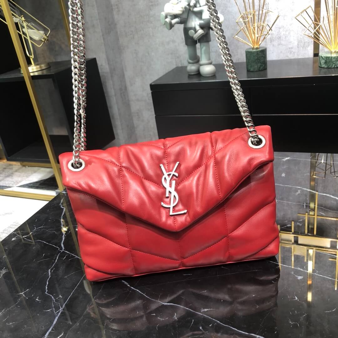 YSL 577476 cross body bags shoulder bag calfskin red Gold hardware 29cm