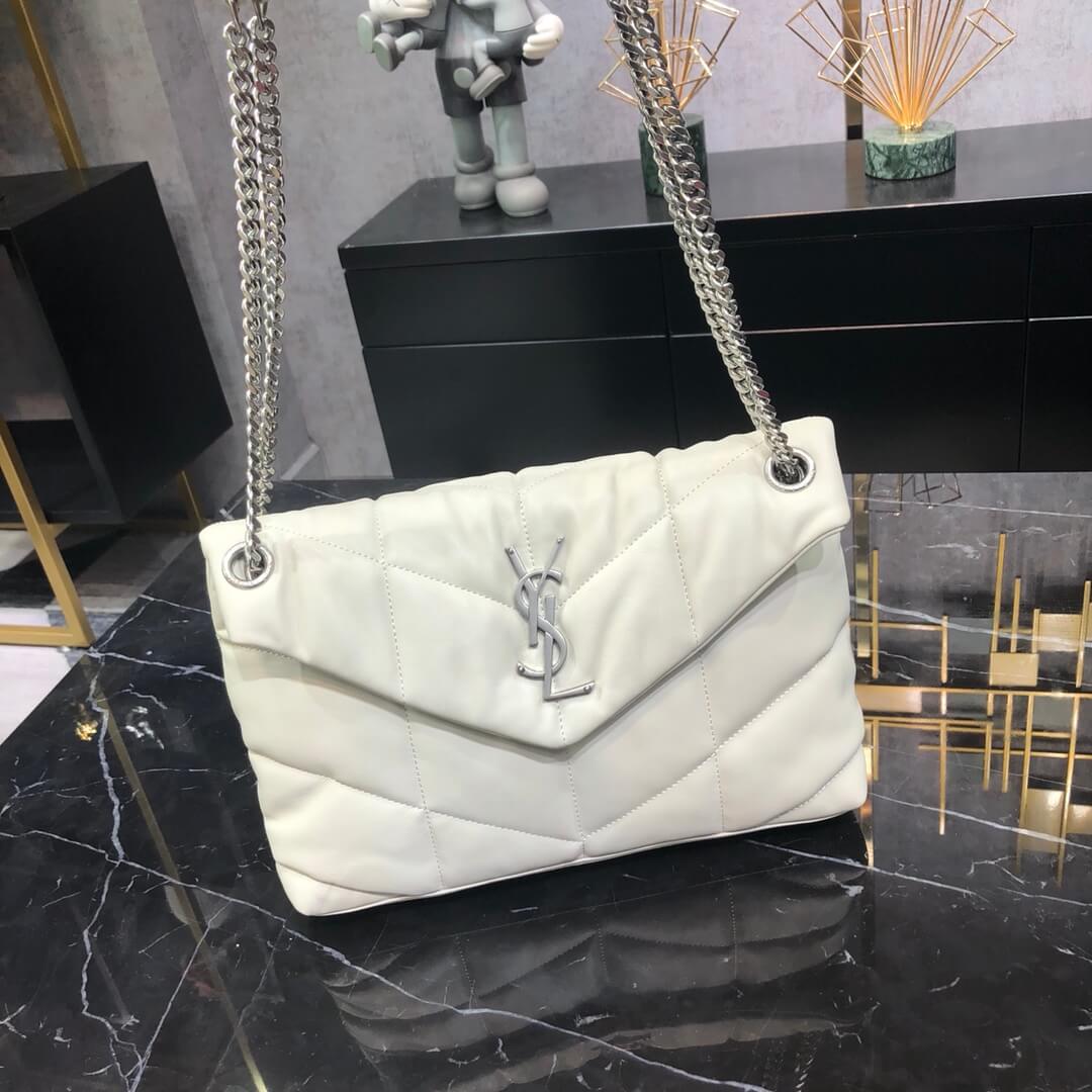 YSL 577476 calfskin white Silver hardware 29cm